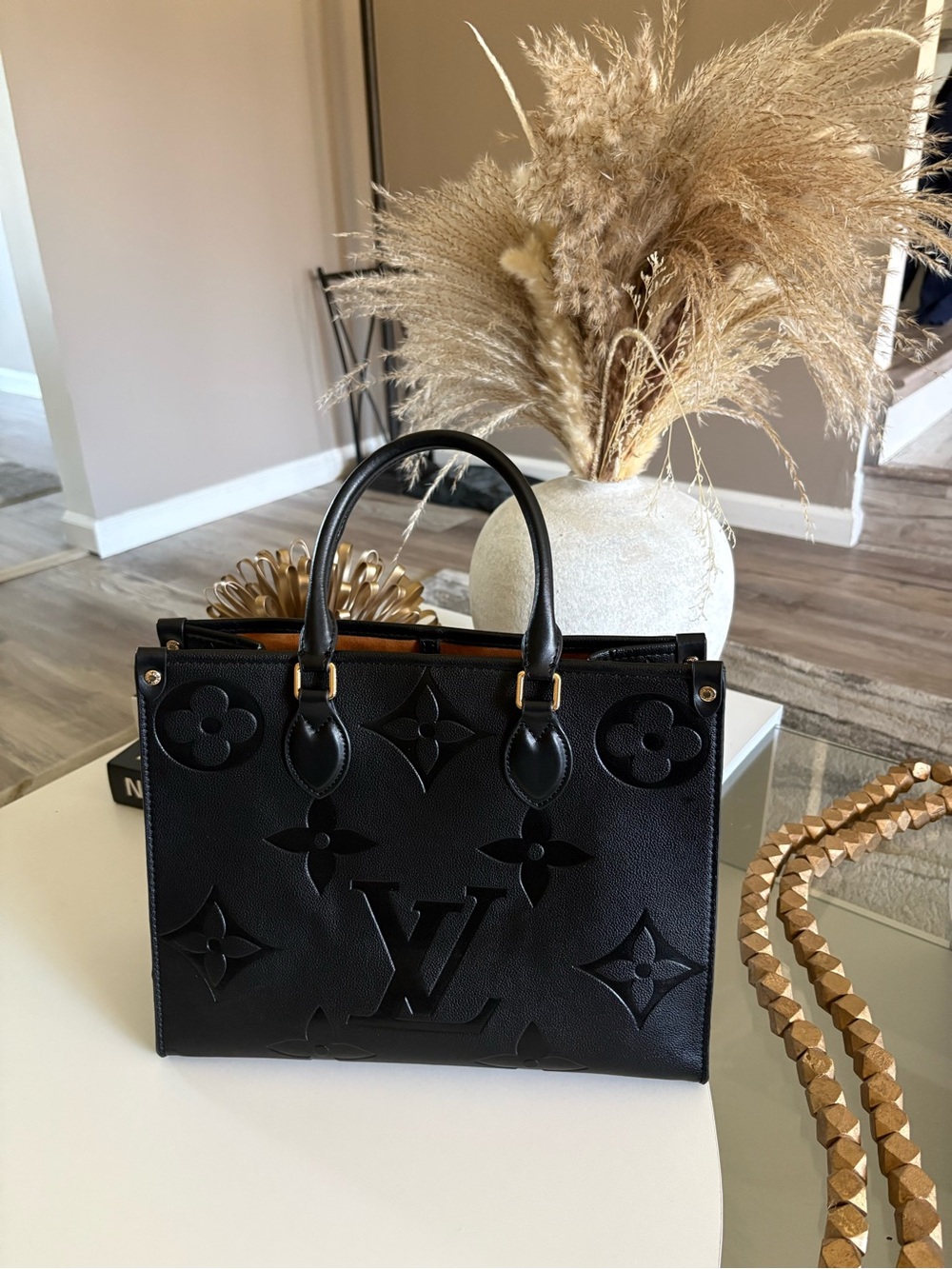 Louis Vuitton Black Embossed Monogram OnTheGo Tote